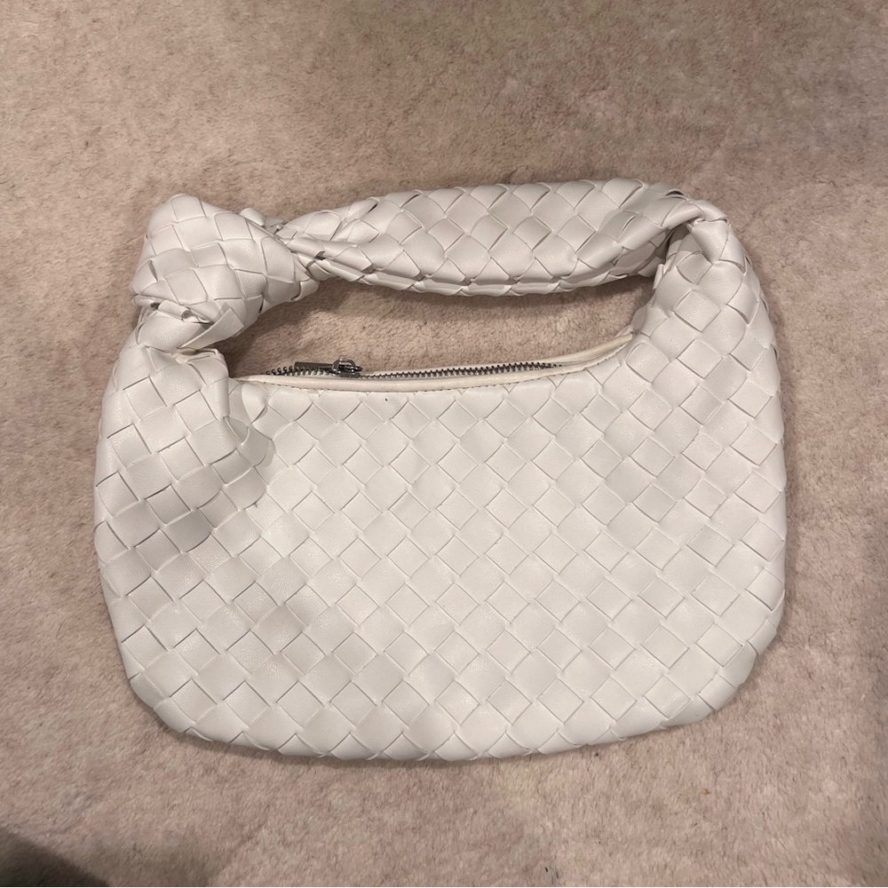 Faux leather white handbag